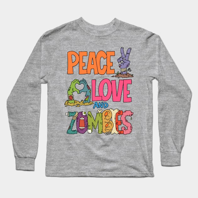 Peace, love and zombies - Halloween Gift Long Sleeve T-Shirt by Konnectd